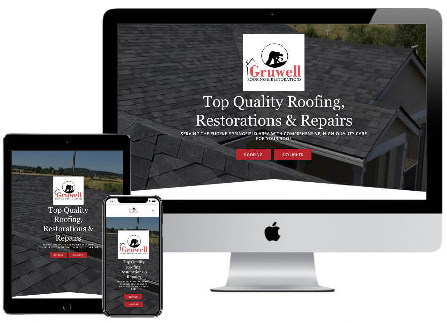 Gruwell Roofing - web design by Sherry Sink and Nine Planets LLC