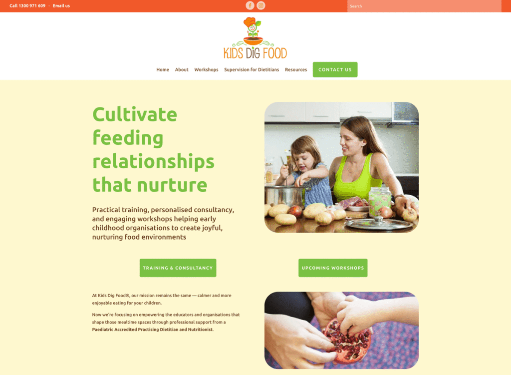 Kids Dig Food home page