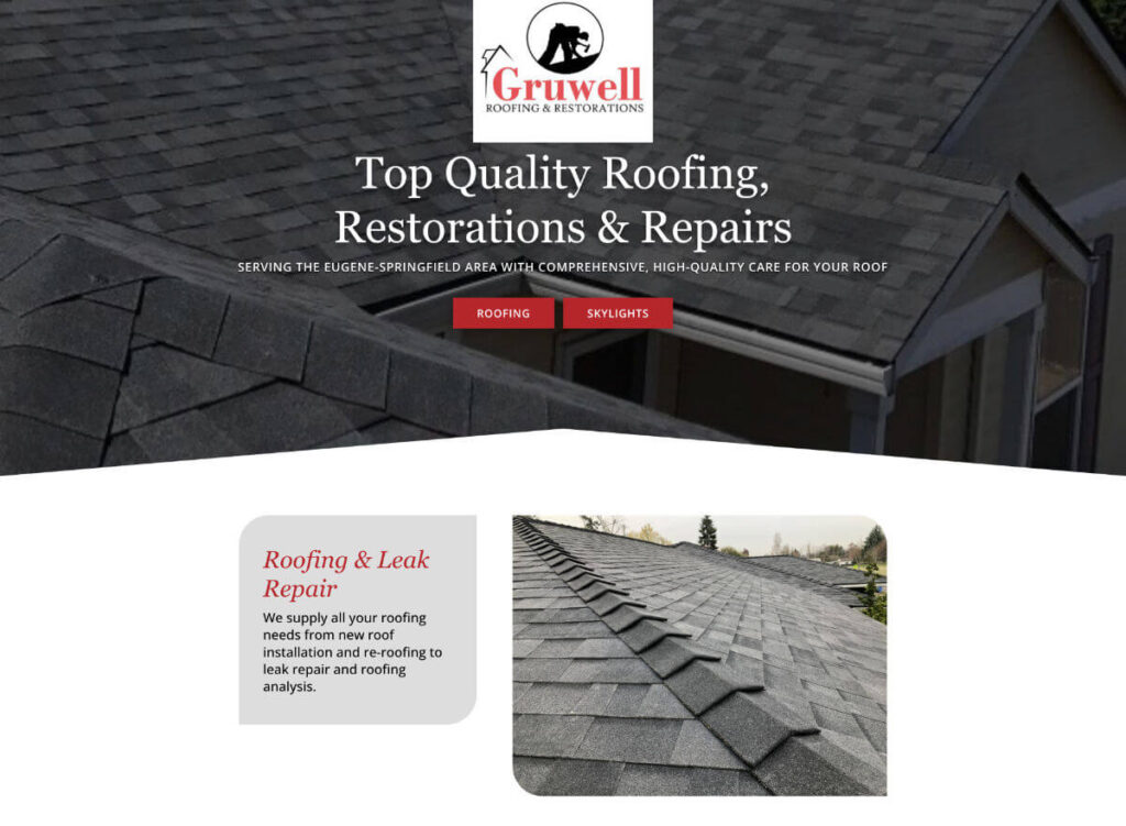 Gruwell Roofing top of home page