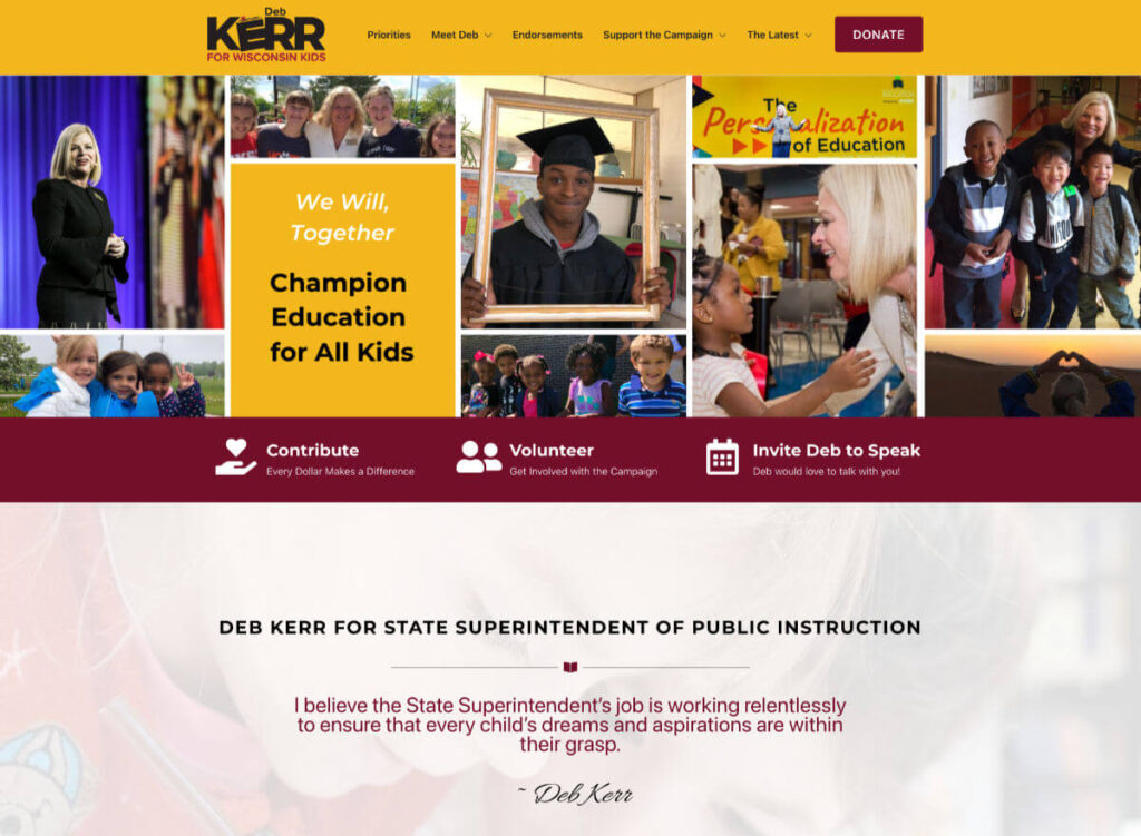 Kerr4Kids home page - top section