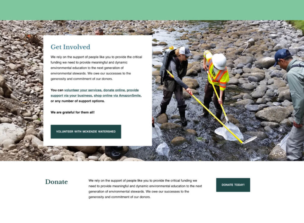 McKenzie Watershed - home page Get Involved section