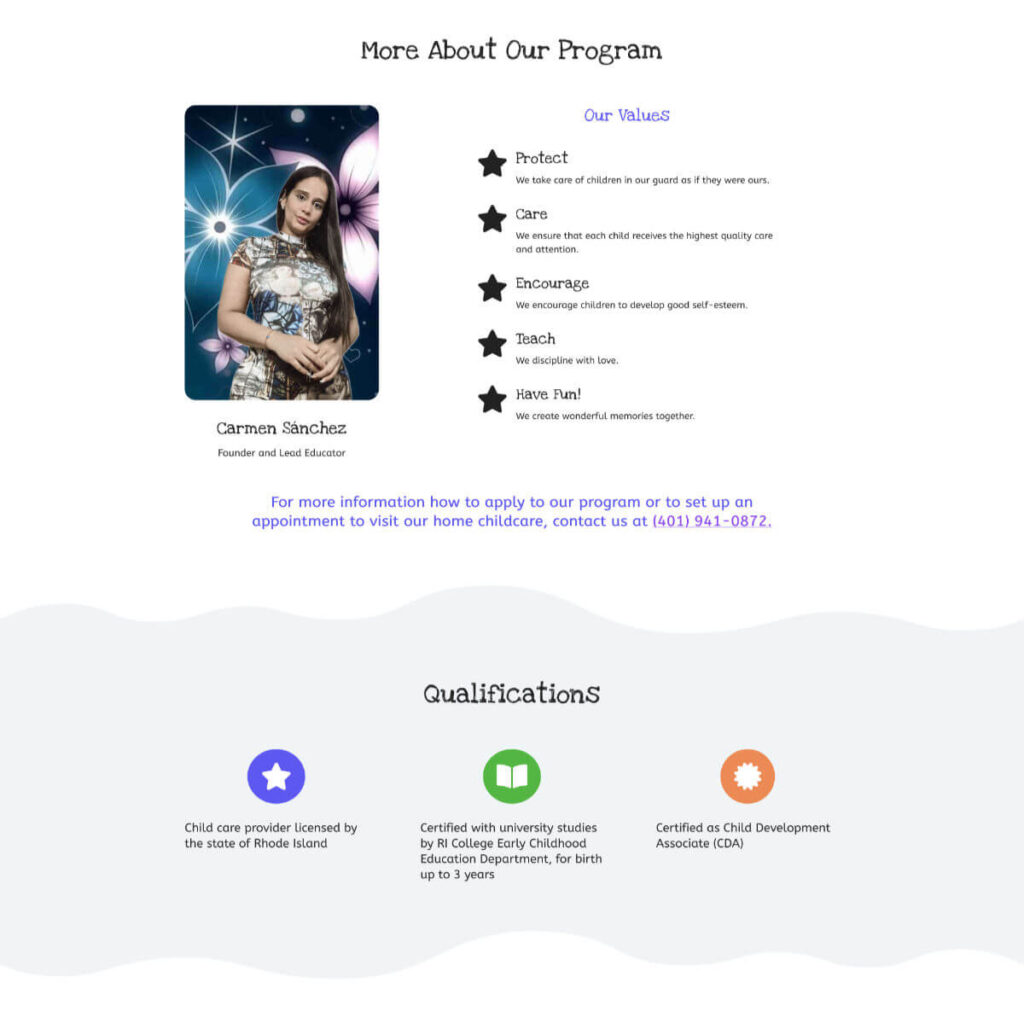 Mi Pequeño Jardín Childcare home page in English