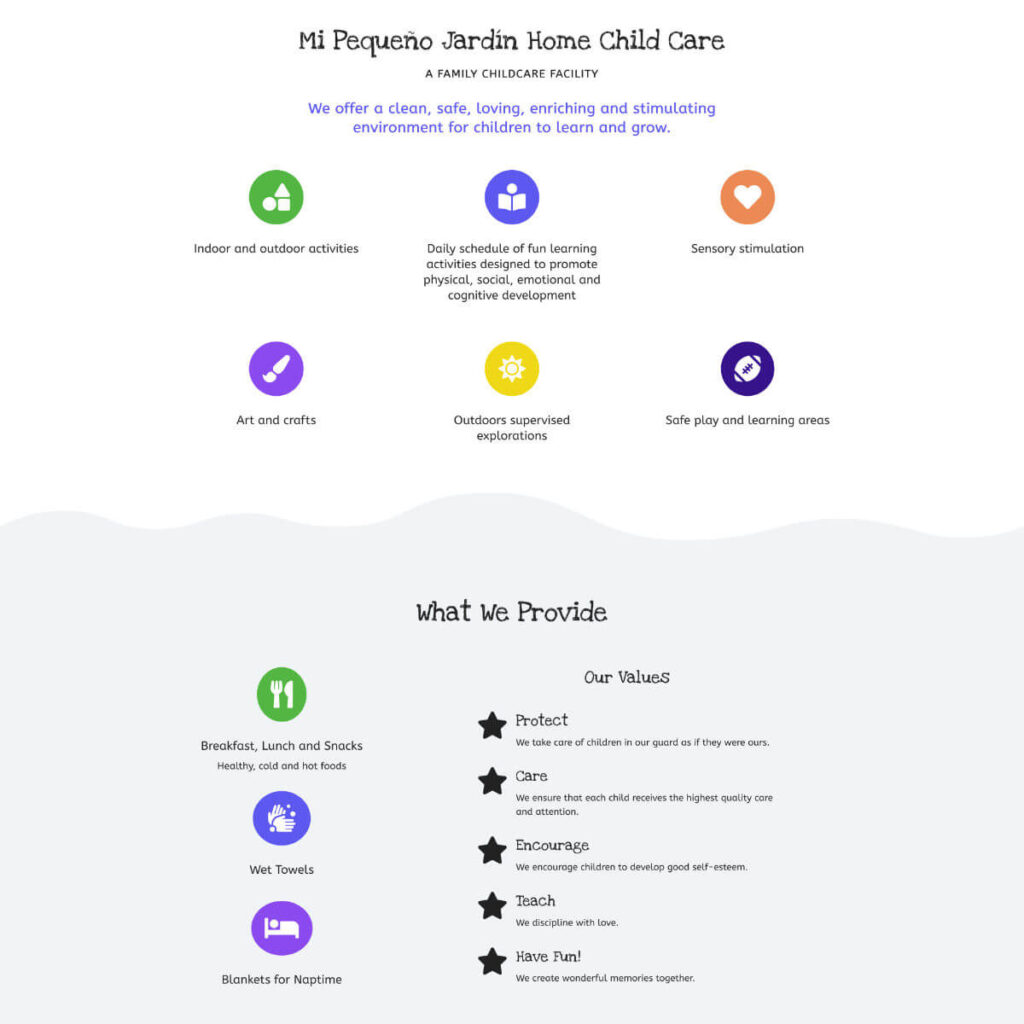 Mi Pequeño Jardín Childcare home daycare services