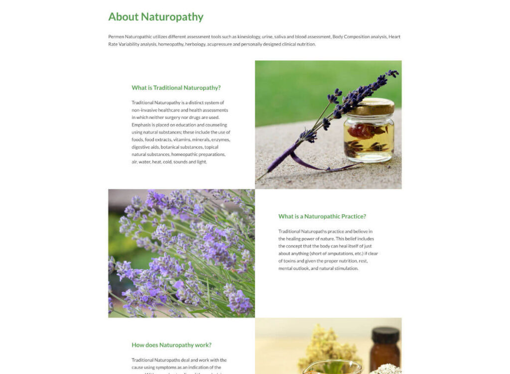 Permen Naturopathic Health & Wellness Center about naturopathy page