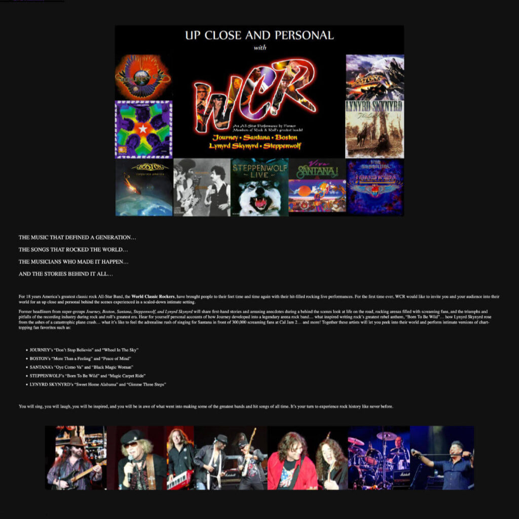World Classic Rockers (WCR) "unplugged" page