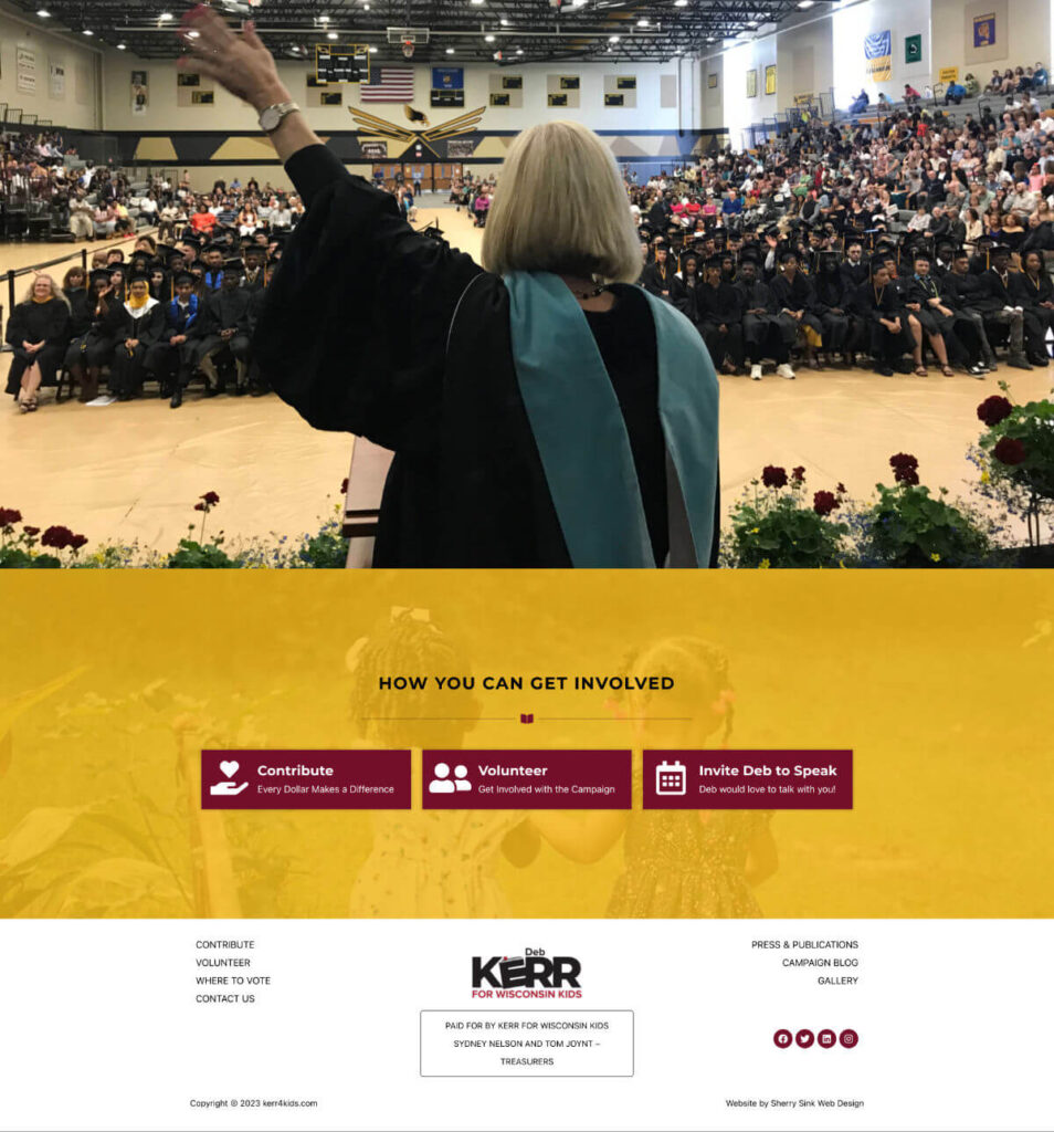 Kerr4Kids - Deb Kerr banner photo and footer section