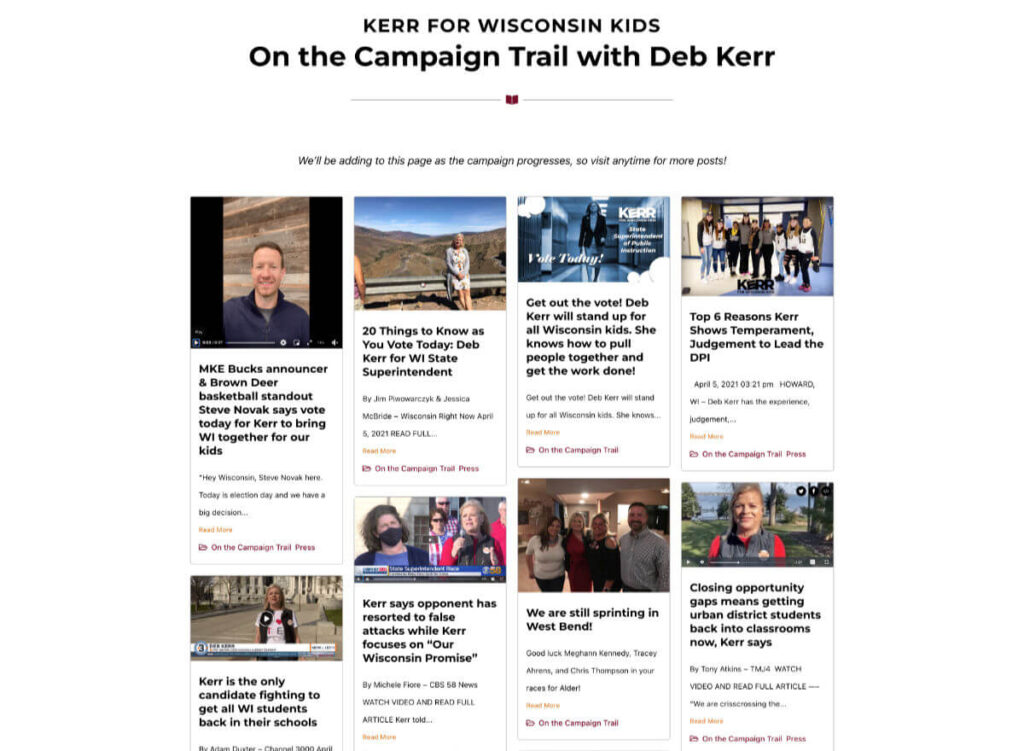 Kerr4Kids - part of the "on campaign trail" page